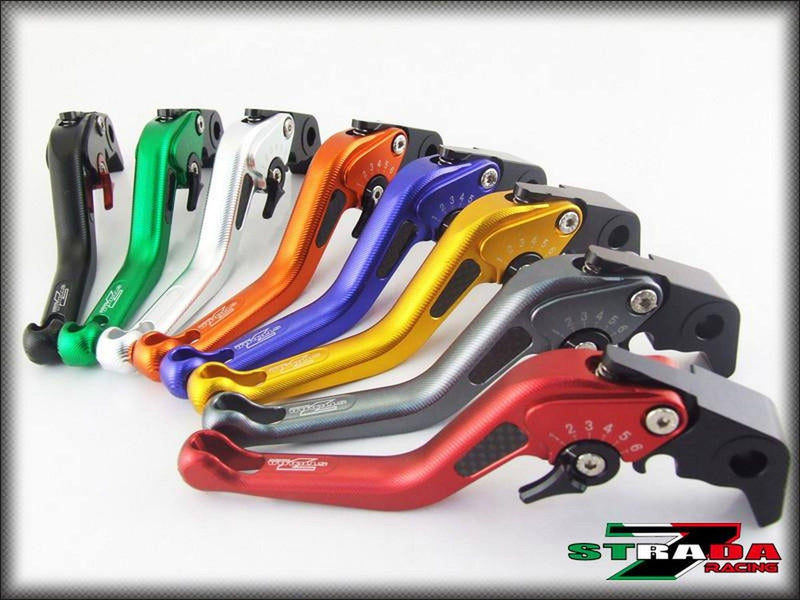 Strada 7 Racing 3D Short CNC Adjustable Levers with Carbon Fiber Inlay For Aprilia Motorcycles