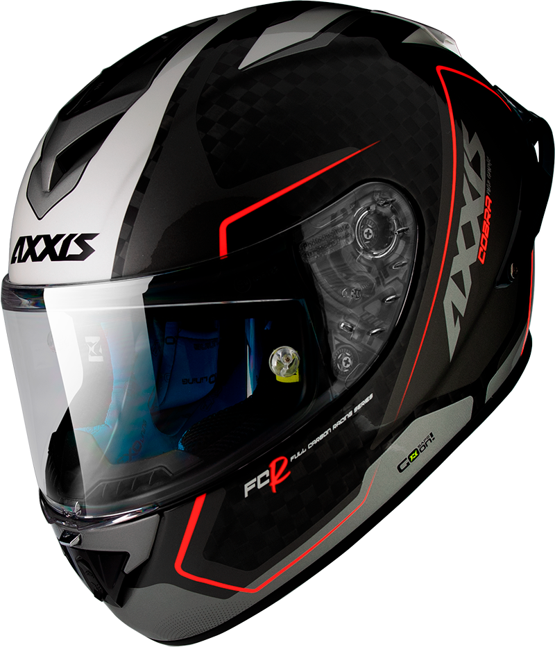 AXXIS FULL FACE / COBRA CARBON Black/Grey - Double D Ring Helmet