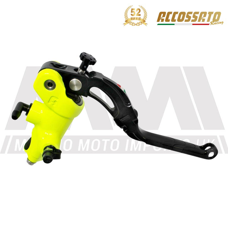 Accossato Radial Brake Master Cylinder FLUO Yellow Body 19x18 Folding Lever