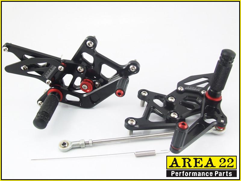 2008-2012 Honda CBR250R Area 22 Adjustable Rear Sets Footpegs Black Rearsets