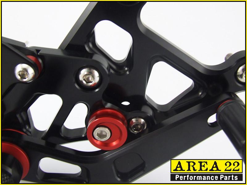 2008-2012 Honda CBR250R Area 22 Adjustable Rear Sets Footpegs Black Rearsets