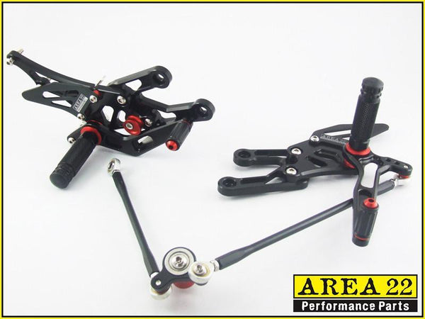 2004-2007 Honda CBR1000RR Area 22 Adjustable Rear Sets Footpegs Black Rearsets