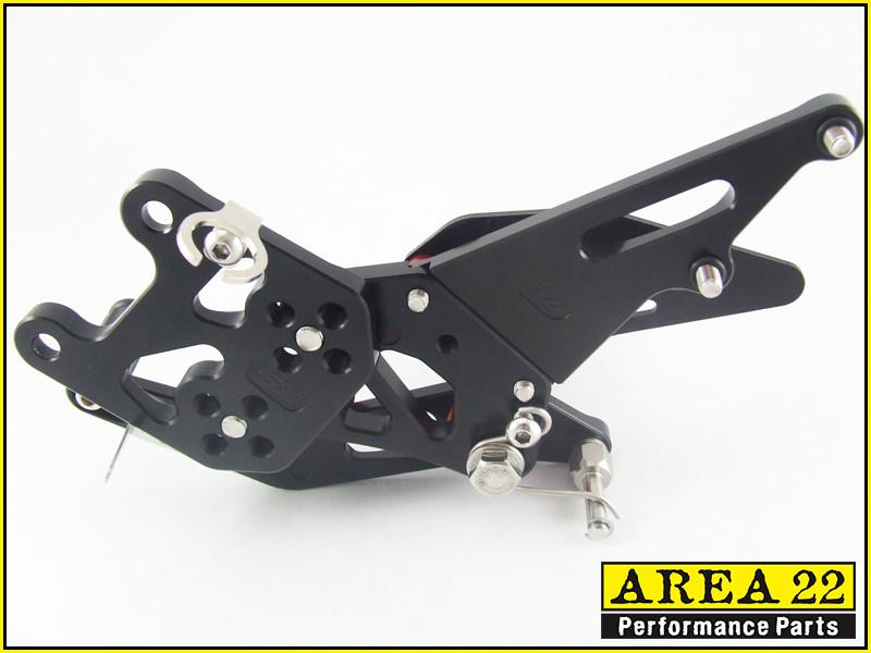 2007-2013 Honda CBR600RR Area 22 CNC Adjustable Rear Sets Footpeg Black Rearsets