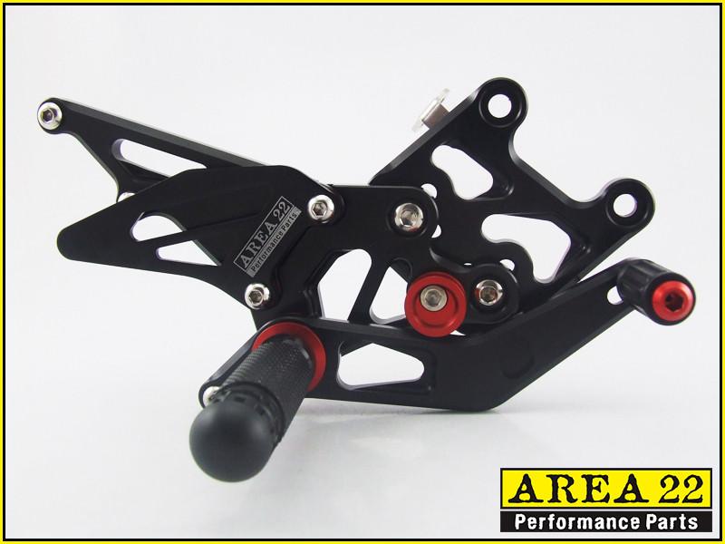 2007-2013 Honda CBR600RR Area 22 CNC Adjustable Rear Sets Footpeg Black Rearsets