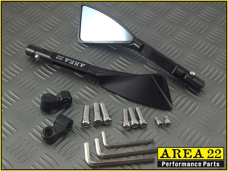 Area 22 Honda MSX125 Grom CNC Aluminium Motorcycle Mirrors Black