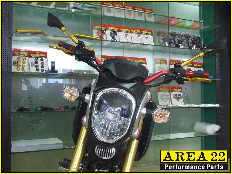 Area 22 Honda MSX125 Grom CNC Aluminium Motorcycle Mirrors Black