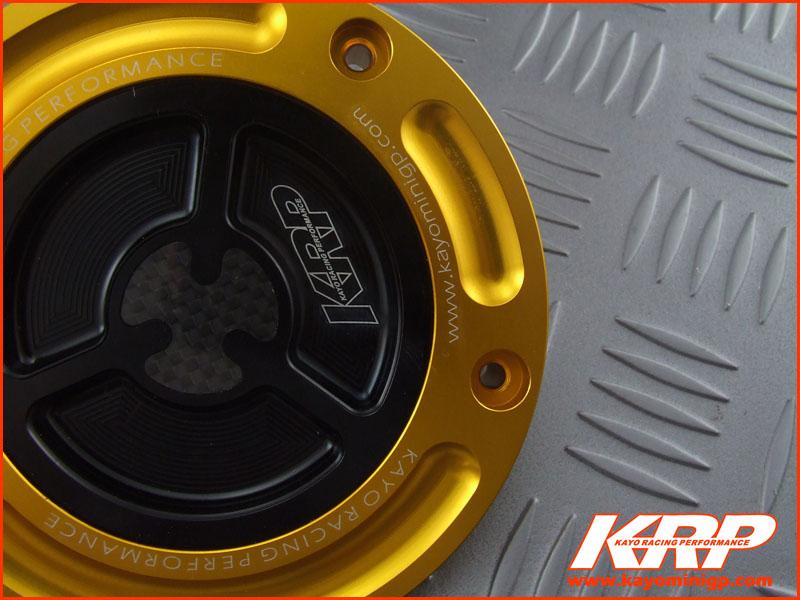 KRP-CNC Aluminium Keyless Fuel Cap with Carbon Fiber -Gold for Kayo MiniGP MR150 MR250