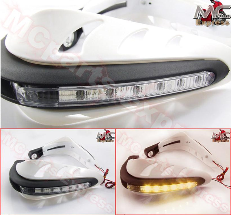 Universal Motorcycle LED Hand Guards Protectors - White