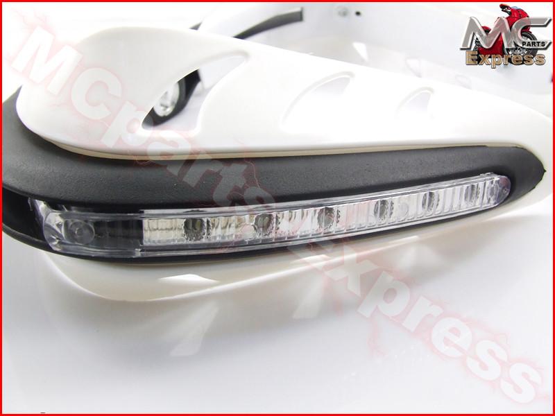 Universal Motorcycle LED Hand Guards Protectors - White
