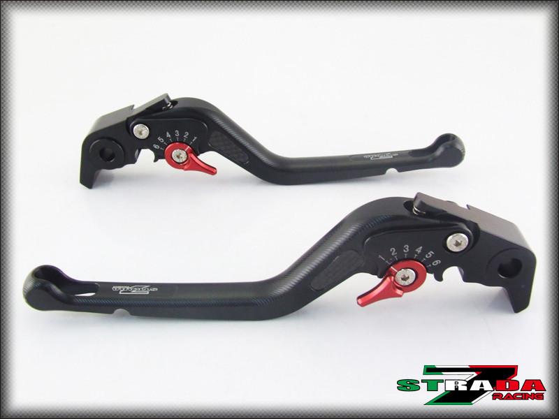 Strada 7 Racing 3D Long CNC Adjustable Levers with Carbon Fiber Inlay For Aprilia Motorcycles