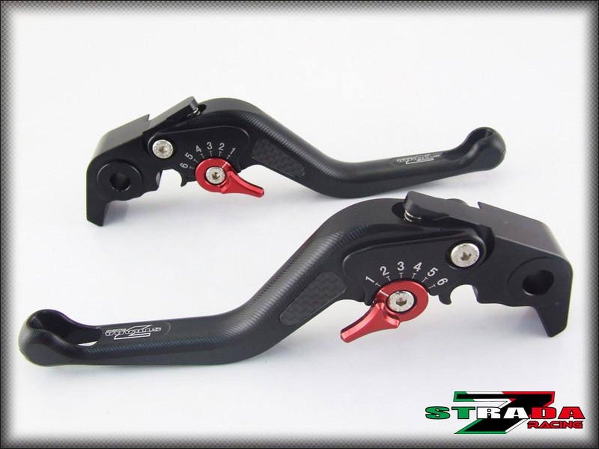 Strada 7 Racing 3D Short CNC Adjustable Brake and Clutch Levers with Carbon Fiber Inlay (8 Colours)