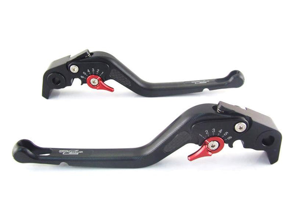 Strada 7 Racing 3D Long CNC Adjustable Brake and Clutch Levers with Carbon Fiber Inlay (8 Colours)