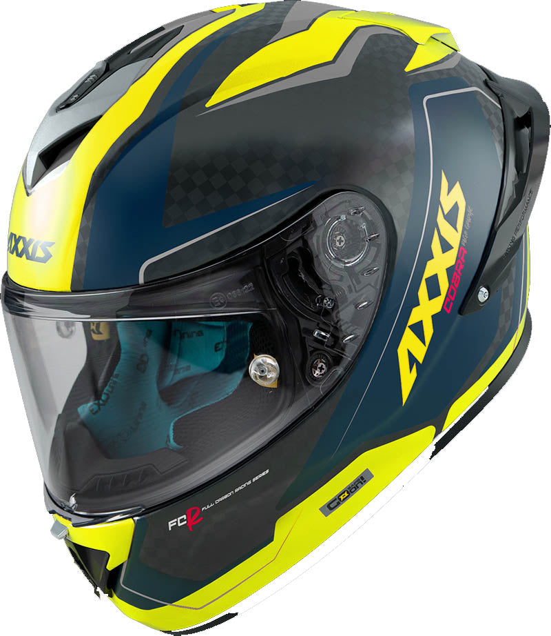 AXXIS FULL FACE / COBRA CARBON Yellow - Double D Ring Helmet