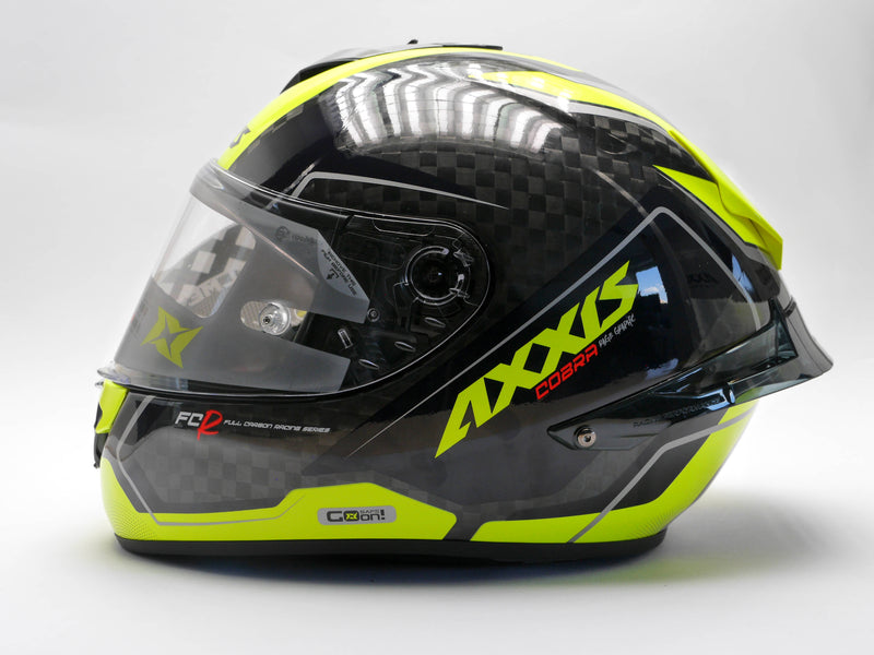 AXXIS FULL FACE / COBRA CARBON Yellow - Double D Ring Helmet